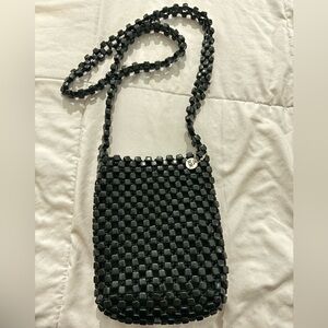THE SAK Collection Small Beaded Fun Purse Bag Travel Summer EUC Unique Mini Blk